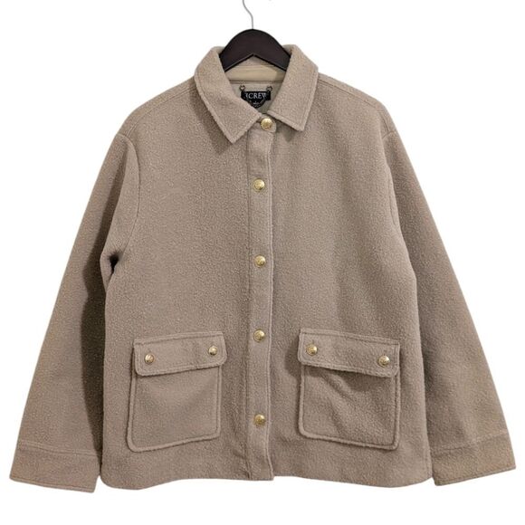 J.Crew Bouclé shirt-jacket Women's Large - Sandstone Style CF098 NWOT - Picture 2 of 9